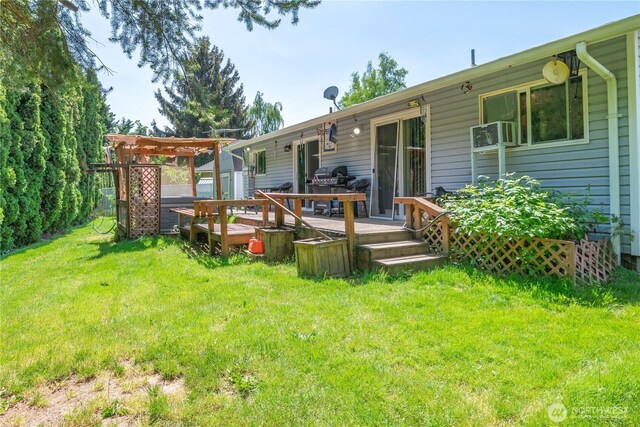 1016 Oak, Kelso, WA 98626 - rear view of house with a wooden deck and a lawn