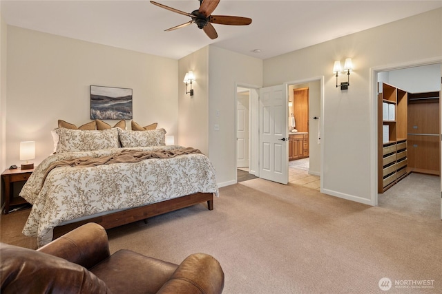 60 Spruce Ln, Ronald, WA 98940 - bedroom with light colored carpet, baseboards, and a ceiling fan