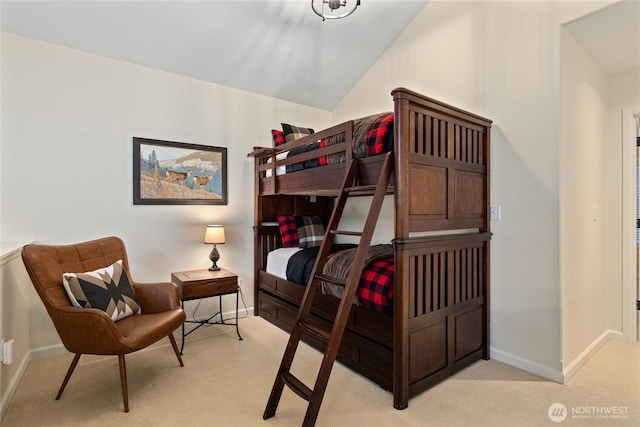 60 Spruce Ln, Ronald, WA 98940 - bedroom featuring light carpet, baseboards, and lofted ceiling