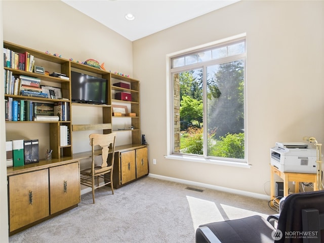 8144 Todderjen Ln SW, Olympia, WA 98512 - office with plenty of natural light, light carpet, built in study area, and baseboards