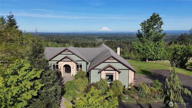 8144 Todderjen Ln SW, Olympia, WA 98512 - view of front of property with a view of trees, a chimney, and brick siding