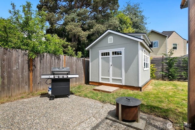 view of shed