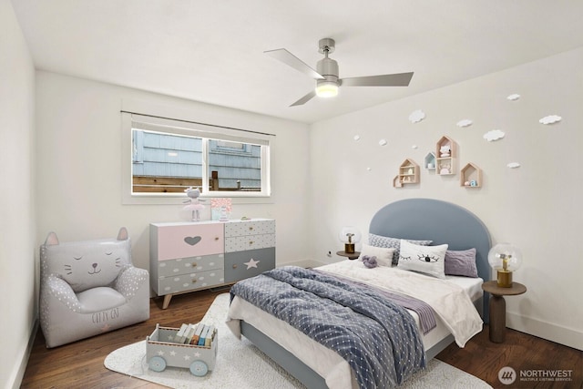 8826 10th Ave SW, Seattle, WA 98106 - bedroom featuring baseboards, wood finished floors, and ceiling fan