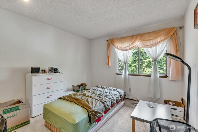 15915 SE 166th Pl, Renton, WA 98058 - bedroom with light carpet and a textured ceiling