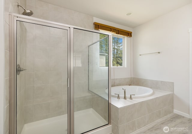 6146 Windlass Ave SE, Port Orchard, WA 98367 - bathroom with a shower stall, a garden tub, and baseboards