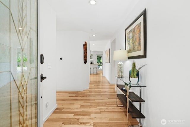 21010 NE 33rd Pl, Sammamish, WA 98074 - hall featuring light wood finished floors, recessed lighting, and baseboards