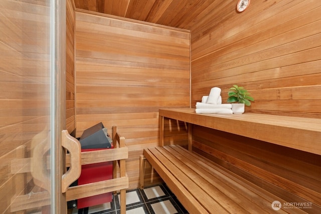 21010 NE 33rd Pl, Sammamish, WA 98074 - sauna featuring wooden walls and wooden ceiling