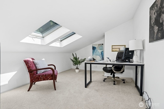 21010 NE 33rd Pl, Sammamish, WA 98074 - carpeted office featuring a skylight and lofted ceiling
