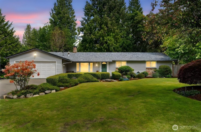 5102 23rd Ave SE, Lacey, WA 98503 - ranch-style home featuring a garage, a chimney, and concrete driveway