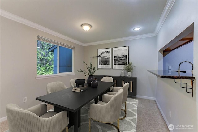10826 NE 148th Ln Unit H201, Bothell, WA 98011 - dining room with light colored carpet, baseboards, and crown molding