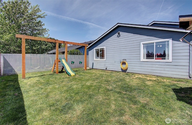 view of yard featuring a playground