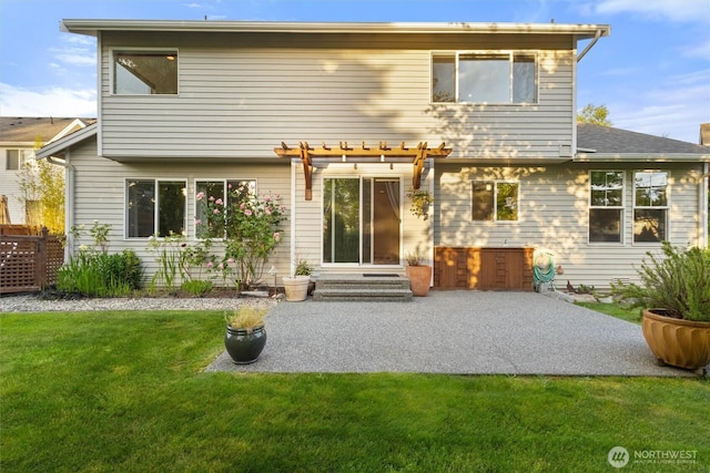 1625 Highland Terrace Ct, Mukilteo, WA 98275 - back of house with a patio, a pergola, a yard, and entry steps