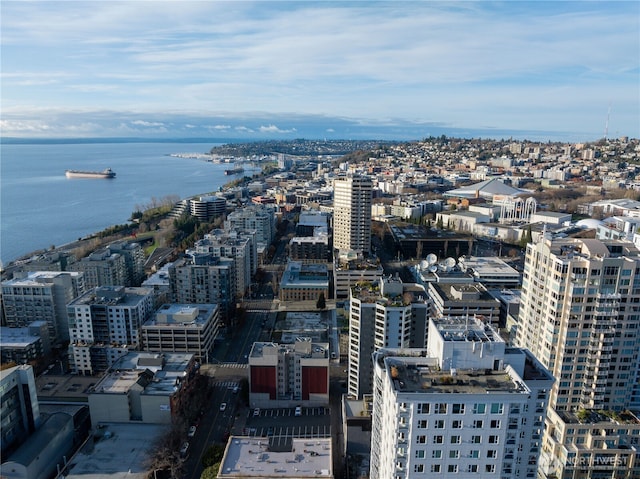 view of urban area featuring a large body of water