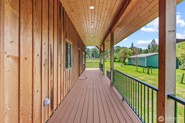 6238 Willow Grove Rd, Longview, WA 98632 - wooden terrace featuring a lawn