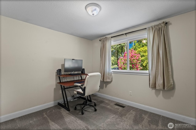 104 Point Fosdick Cir NW, Gig Harbor, WA 98335 - home office featuring carpet floors, baseboards, and a textured ceiling