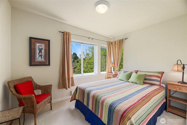 carpeted bedroom featuring baseboards