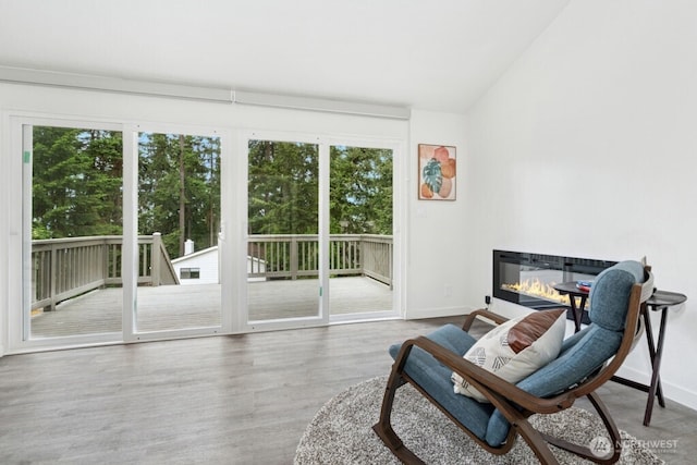 1115 207th Pl NE, Sammamish, WA 98074 - sitting room featuring healthy amount of natural light, wood finished floors, vaulted ceiling, and baseboards
