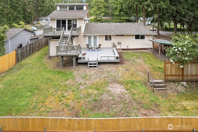 1115 207th Pl NE, Sammamish, WA 98074 - rear view of house featuring a deck and roof with shingles