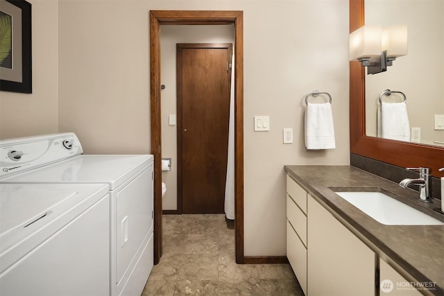 3316 SW 172nd St, Burien, WA 98166 - laundry room featuring washer and dryer and baseboards