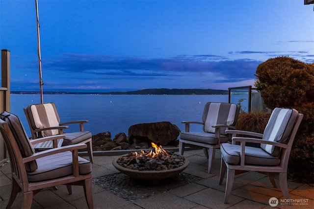 3316 SW 172nd St, Burien, WA 98166 - view of patio / terrace featuring a fire pit and a water view