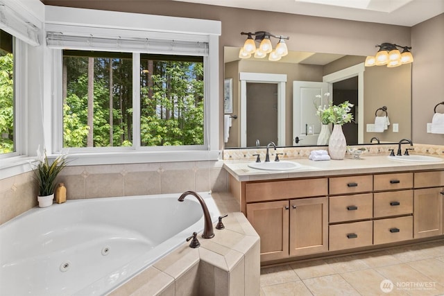 12331 3rd Ave NE, Marysville, WA 98271 - full bathroom with a whirlpool tub, tile patterned flooring, and double vanity