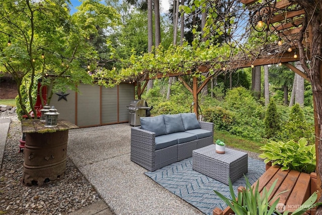 12331 3rd Ave NE, Marysville, WA 98271 - view of patio with grilling area, an outdoor hangout area, and an outdoor structure