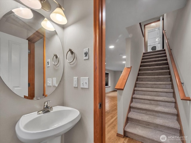 bathroom featuring a sink and wood finished floors