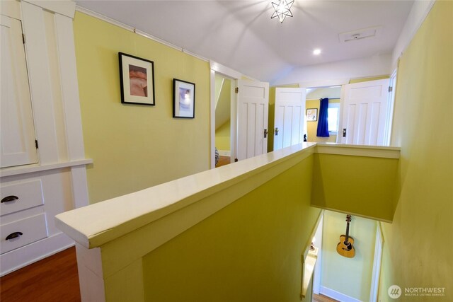 333 N 75th St, Seattle, WA 98103 - corridor featuring dark wood finished floors and lofted ceiling