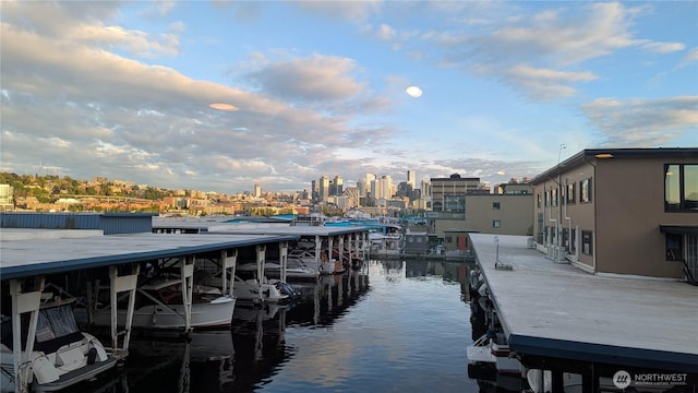 2040 Westlake Ave N Unit 17, Seattle, WA 98109 - dock featuring a water view and a view of city