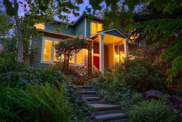 view of front of property with a porch