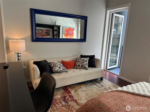 2721 1st Ave Unit 103, Seattle, WA 98121 - living area with wood finished floors and baseboards