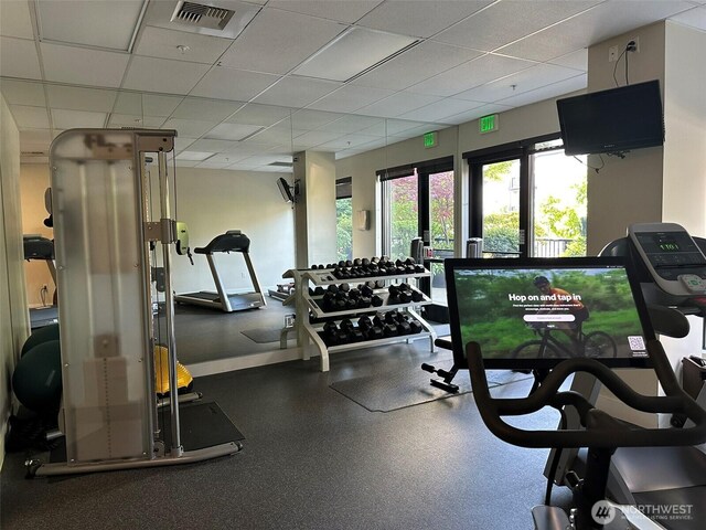 2721 1st Ave Unit 103, Seattle, WA 98121 - workout area with a paneled ceiling