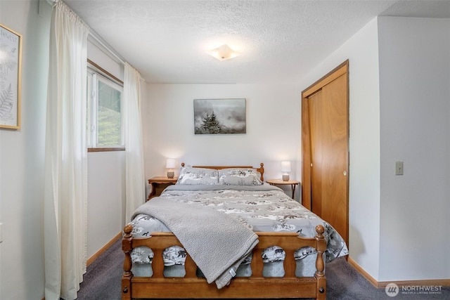 100 Aspen Ln, Packwood, WA 98361 - bedroom featuring carpet floors, baseboards, and a textured ceiling
