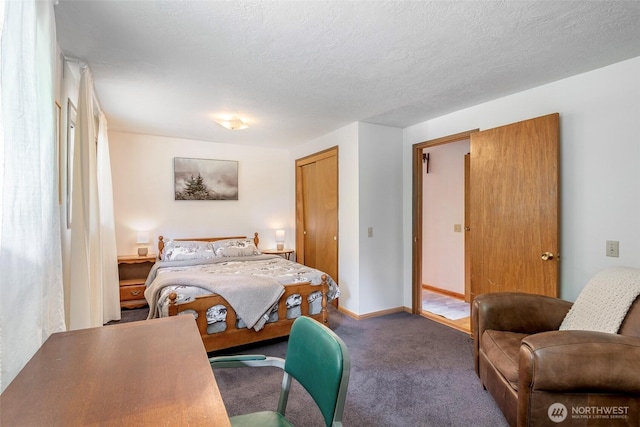 100 Aspen Ln, Packwood, WA 98361 - carpeted bedroom with a closet and a textured ceiling