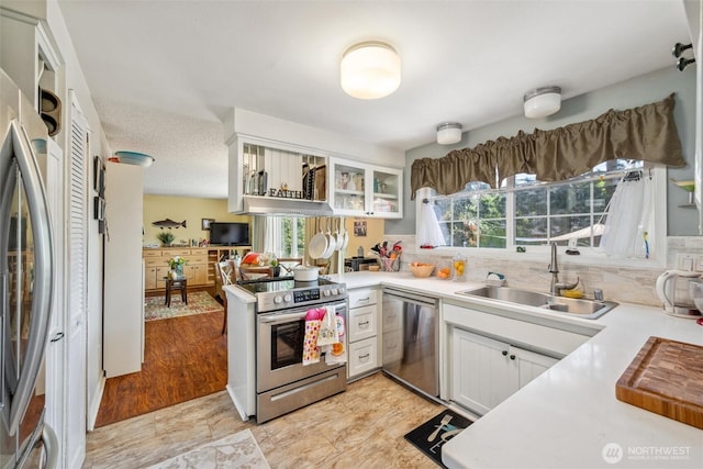 5418 Nootka Loop, Blaine, WA 98230 - kitchen featuring stainless steel appliances, a sink, light countertops, and decorative backsplash