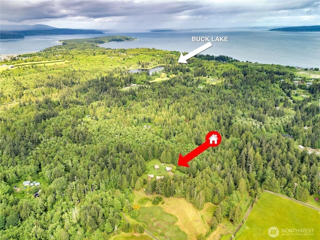37611 Hansville Rd NE, Hansville, WA 98340 - bird's eye view of a heavily wooded area and a nearby body of water