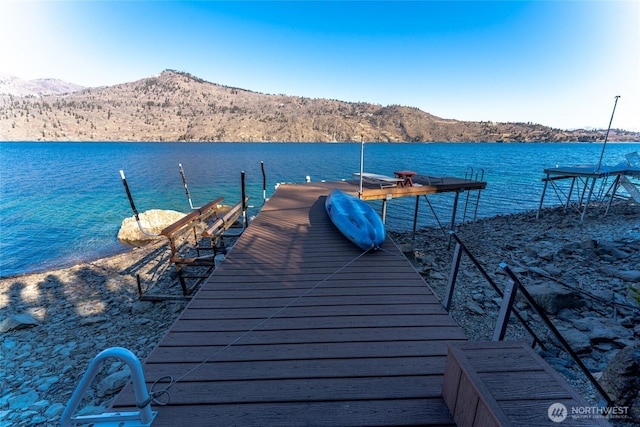 dock area with a water and mountain view