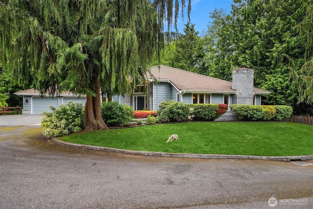 1118 2nd Ave S, Edmonds, WA 98020 - ranch-style home with a tile roof, a chimney, and driveway