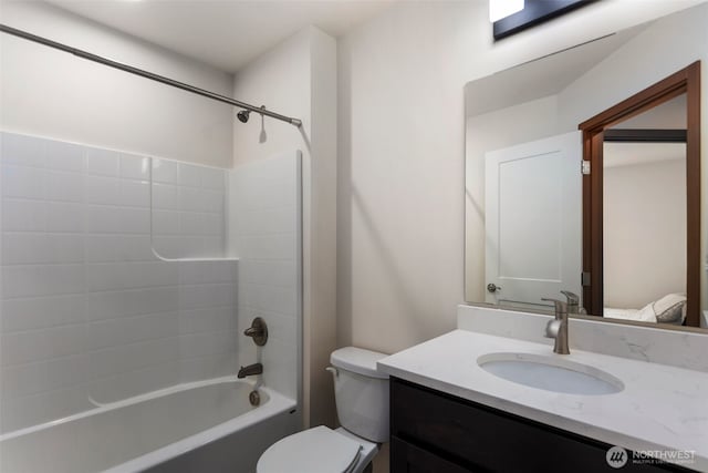 19013 63rd St E, Lake Tapps, WA 98391 - full bathroom featuring vanity, toilet, and shower / tub combination