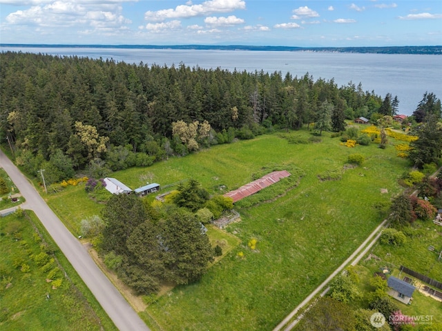 660 Schwartz Rd, Nordland, WA 98358 - aerial overview of property's location featuring a nearby body of water and a heavily wooded area