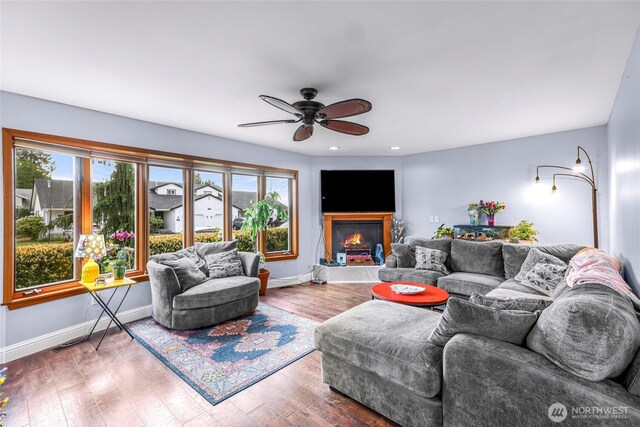 801 Bender Pl, Lynden, WA 98264 - living area featuring plenty of natural light, ceiling fan, baseboards, and recessed lighting