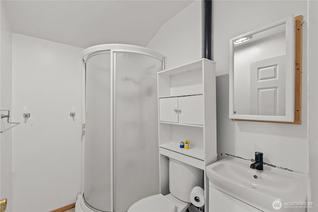 9320 96th St NE, Arlington, WA 98223 - full bathroom with a shower stall, toilet, and vanity