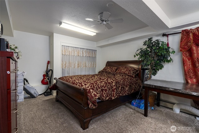 2809 E Sunset, Bellingham, WA 98226 - carpeted bedroom featuring a ceiling fan and a textured ceiling