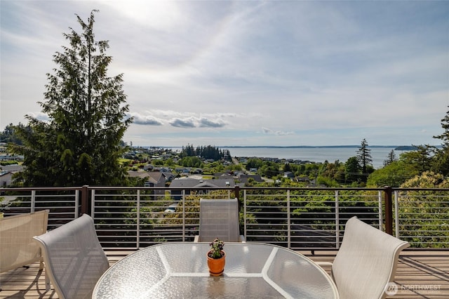 987 NW Camano Dr, Camano Island, WA 98282 - wooden terrace with outdoor dining area