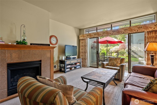 7806 Birch Bay Dr Unit 515, Blaine, WA 98230 - living room with carpet and a fireplace