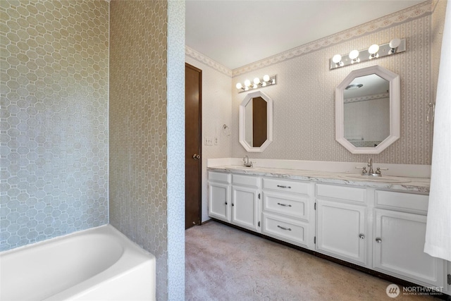 5207 NW Painted Hills Rd, Ephrata, WA 98823 - full bathroom with double vanity and a tub to relax in