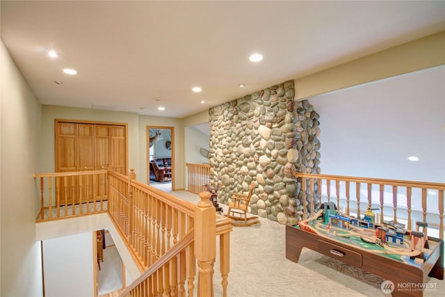37938 Theo Ln, Concrete, WA 98237 - hallway with an upstairs landing, recessed lighting, and carpet