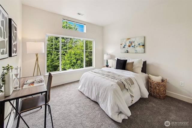bedroom with baseboards and carpet flooring