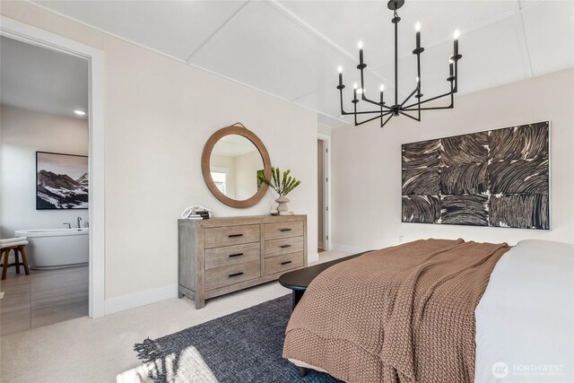 20304 154th St E Unit 15, Bonney Lake, WA 98391 - bedroom featuring a chandelier, baseboards, and carpet flooring
