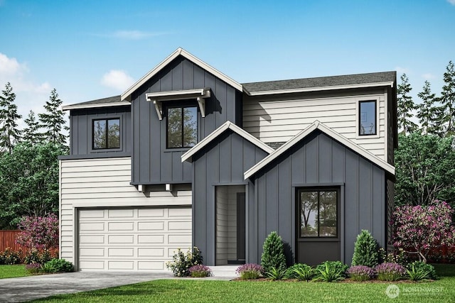 15321 204th Ave E Unit 56, Bonney Lake, WA 98391 - modern farmhouse featuring board and batten siding, concrete driveway, and a garage